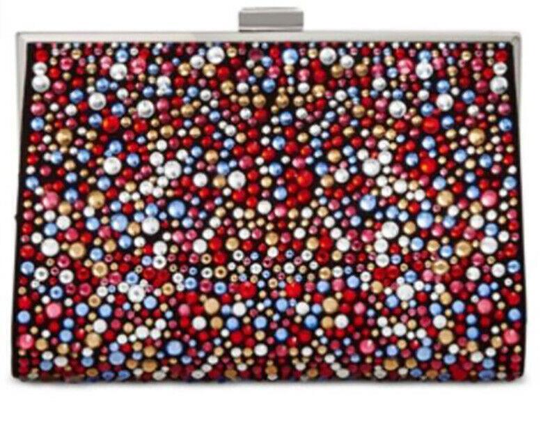 INC Loryy Embellished Clutch, Black Multi/Silver